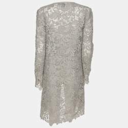 Ralph Lauren Grey Lace Front Open Long Shrug S