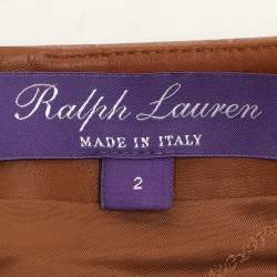 Pre Owned Ralph Lauren Brown Croc Embossed Leather Skirt S
