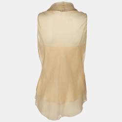 Pre Owned Ralph Lauren Gold Silk Top M