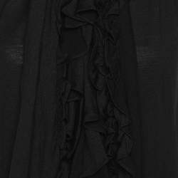 Pre Owned Ralph Lauren Black Silk Ruffled Neck Tie Sleeveless Tops Size M