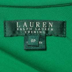 Pre Owned Lauren Ralph Lauren Evening Green Jersey Embellished One Shoulder Cocktail Dress S