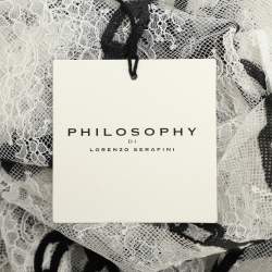 Pre Owned Philosophy Di Lorenzo Serafini White/Black Lace Chain Link Embroidered Tops S