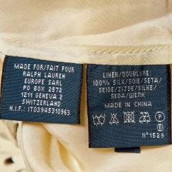 Pre Owned Ralph Lauren Cream Floral Cut Out Leather Peplum Top L