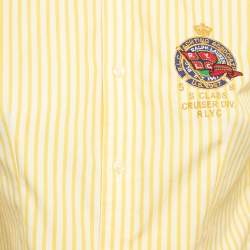 Pre Owned Ralph Lauren Yellow Striped Cotton Badge Applique Shirt M