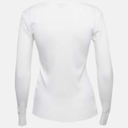 Ralph Lauren White Cotton Knit V-Neck Sweatshirt S