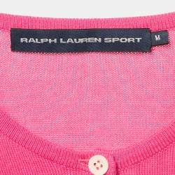 Pre Owned Ralph Lauren Sports Pink Cotton Button Front Cardigan M