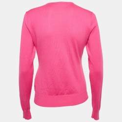 Pre Owned Ralph Lauren Sports Pink Cotton Button Front Cardigan M