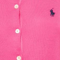 Pre Owned Ralph Lauren Sports Pink Cotton Button Front Cardigan M