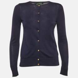 Ralph Lauren Navy Blue Cotton Button Front Cardigan XS