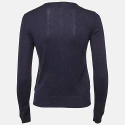Ralph Lauren Navy Blue Cotton Button Front Cardigan XS