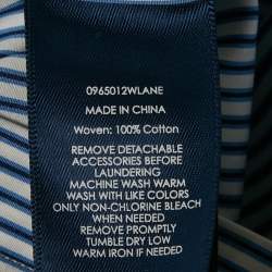 Ralph Lauren Blue Stripe Cotton Neck Detail Button Front Blouse S