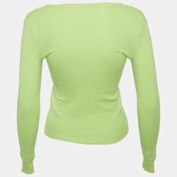 Pre Owned Ralph Lauren Light Green Cashmere V-Neck Long Sleeve Sweater S