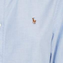 Pre Owned Ralph Lauren Blue Cotton Slim Fit Button Down Shirt L