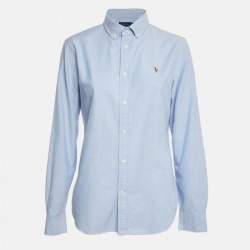 Pre Owned Ralph Lauren Blue Cotton Slim Fit Button Down Shirt L