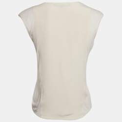 Pre Owned Ralph Lauren White Silk Panel Detail Sleeveless Top S