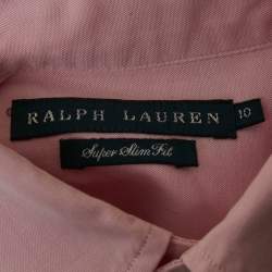 Ralph Lauren Pink Cotton Button Front Super Slim Fit L