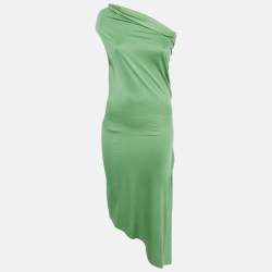 Ralph Lauren Green Jersey One Shoulder Asymmetric Midi Dress S