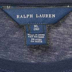Ralph Lauren Navy Blue Logo Embellished Detail Cotton Knit Long Sleeve t-Shirt XL