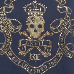 Ralph Lauren Navy Blue Logo Embellished Detail Cotton Knit Long Sleeve t-Shirt XL