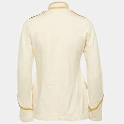 Pre Owned Denim & Supply Ralph Lauren Cream Gold Trim Cotton Military Style Jacket M