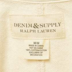 Pre Owned Denim & Supply Ralph Lauren Cream Gold Trim Cotton Military Style Jacket M
