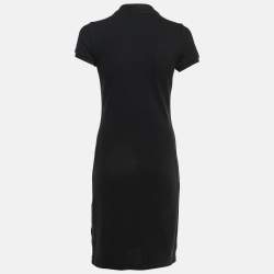 Pre Owned Ralph Lauren Black Cotton Embellished Logo Polo Dress S