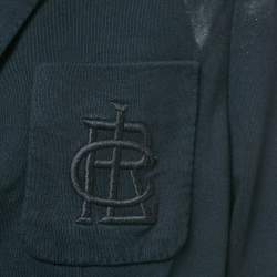 Pre Owned Ralph Lauren Navy Blue Embroidered Cotton Single-Breasted Blazer L