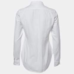 Pre Owned Ralph Lauren White Logo Embroidery Cotton Button Front Shirt M