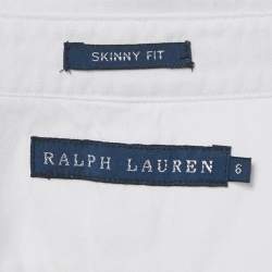 Pre Owned Ralph Lauren White Logo Embroidery Cotton Button Front Shirt M