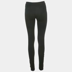 Pre Owned Ralph Lauren Black Embroidered Hem Jersey Leggings M