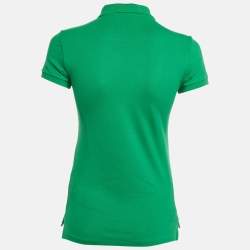 Pre Owned تي شيرت بولو رالف لورين تطريز شعار برتقالي قطن سكينى مقاس صغير جدًا - إكس سمول