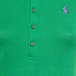 Pre Owned تي شيرت بولو رالف لورين تطريز شعار برتقالي قطن سكينى مقاس صغير جدًا - إكس سمول