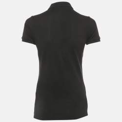 Pre Owned Ralph Lauren Black Beaded Logo Pique Polo T-Shirt M