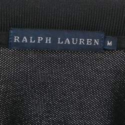 Pre Owned Ralph Lauren Black Beaded Logo Pique Polo T-Shirt M