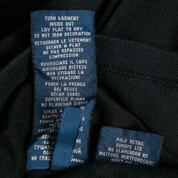 Pre Owned Ralph Lauren Black Beaded Logo Pique Polo T-Shirt M