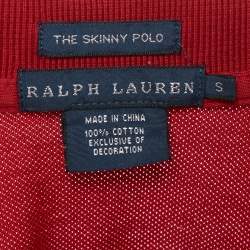 Pre Owned Ralph Lauren Red Logo Embroidered Skinny Fit Polo T-Shirt S
