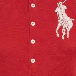 Pre Owned Ralph Lauren Red Logo Embroidered Skinny Fit Polo T-Shirt S