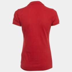 Pre Owned Ralph Lauren Red Logo Embroidered Skinny Fit Polo T-Shirt S