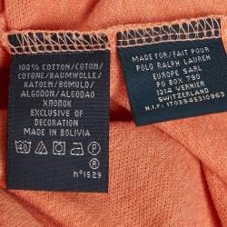 Pre Owned Ralph Lauren Orange Logo Embroidered Cotton Skinny Fit Polo T-Shirt M
