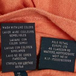 Pre Owned Ralph Lauren Orange Logo Embroidered Cotton Skinny Fit Polo T-Shirt M