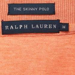 Pre Owned Ralph Lauren Orange Logo Embroidered Cotton Skinny Fit Polo T-Shirt M