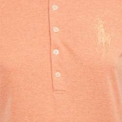 Pre Owned Ralph Lauren Orange Logo Embroidered Cotton Skinny Fit Polo T-Shirt M