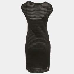 Pre Owned Ralph Lauren Black Patterned Knit Short Dress S