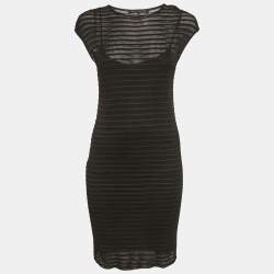 Pre Owned Ralph Lauren Black Patterned Knit Short Dress S
