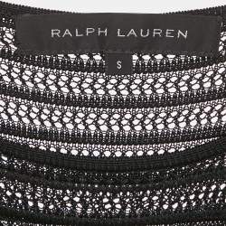 Pre Owned Ralph Lauren Black Patterned Knit Short Dress S