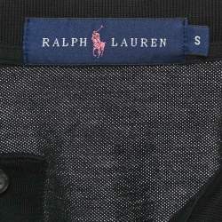 Pre Owned Ralph Lauren Black Embroidered Pony Cotton Rolled Up Sleeve Polo T-Shirt S