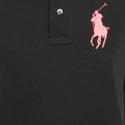 Pre Owned Ralph Lauren Black Embroidered Pony Cotton Rolled Up Sleeve Polo T-Shirt S