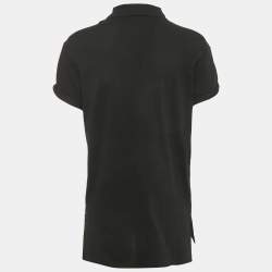 Pre Owned Ralph Lauren Black Embroidered Pony Cotton Rolled Up Sleeve Polo T-Shirt S