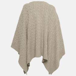 Pre Owned Ralph Lauren Taupe Cable Knit Poncho M/L