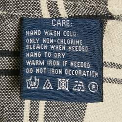 Pre Owned Ralph Lauren Navy Blue /Beige Flannel Cotton Blend Slim Fit Shirt S
